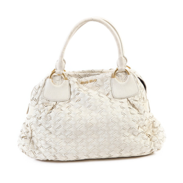 MIUMIU Handbag others white MIUMIU Mew Mew SACCA 2 MANICI Women Used Authentic