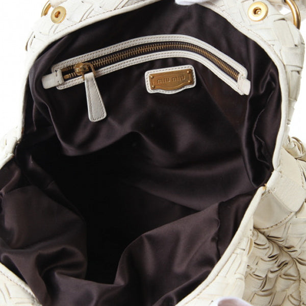 MIUMIU Handbag others white MIUMIU Mew Mew SACCA 2 MANICI Women Used Authentic