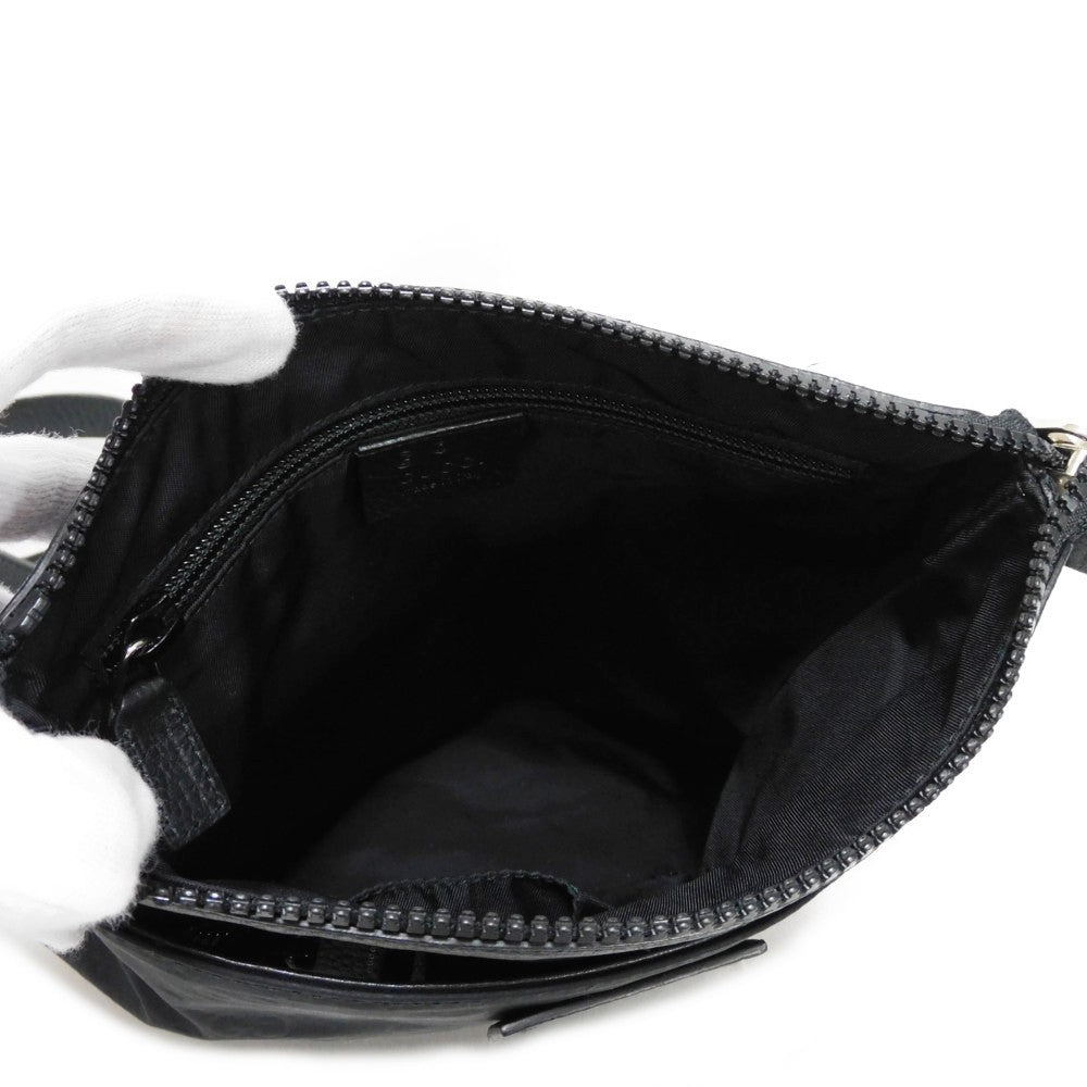 GUCCI Shoulder Bag 510339 Nylon canvas x calf leather (embossed) black GG nylon Mini messenger bag