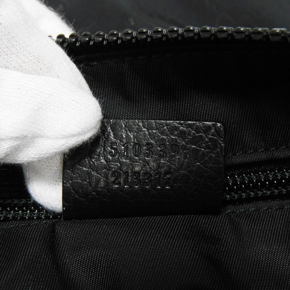 GUCCI Shoulder Bag 510339 Nylon canvas x calf leather (embossed) black GG nylon Mini messenger bag