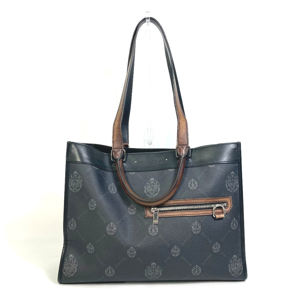 Berluti Tote Bag Canvas / leather black Ulysse Small mens Used Authentic