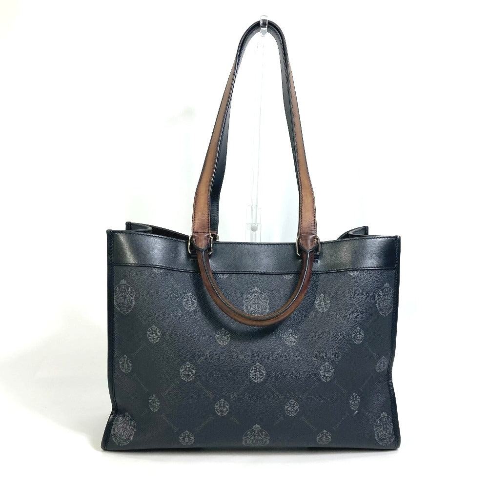 Berluti Tote Bag Canvas / leather black Ulysse Small mens Used Authentic