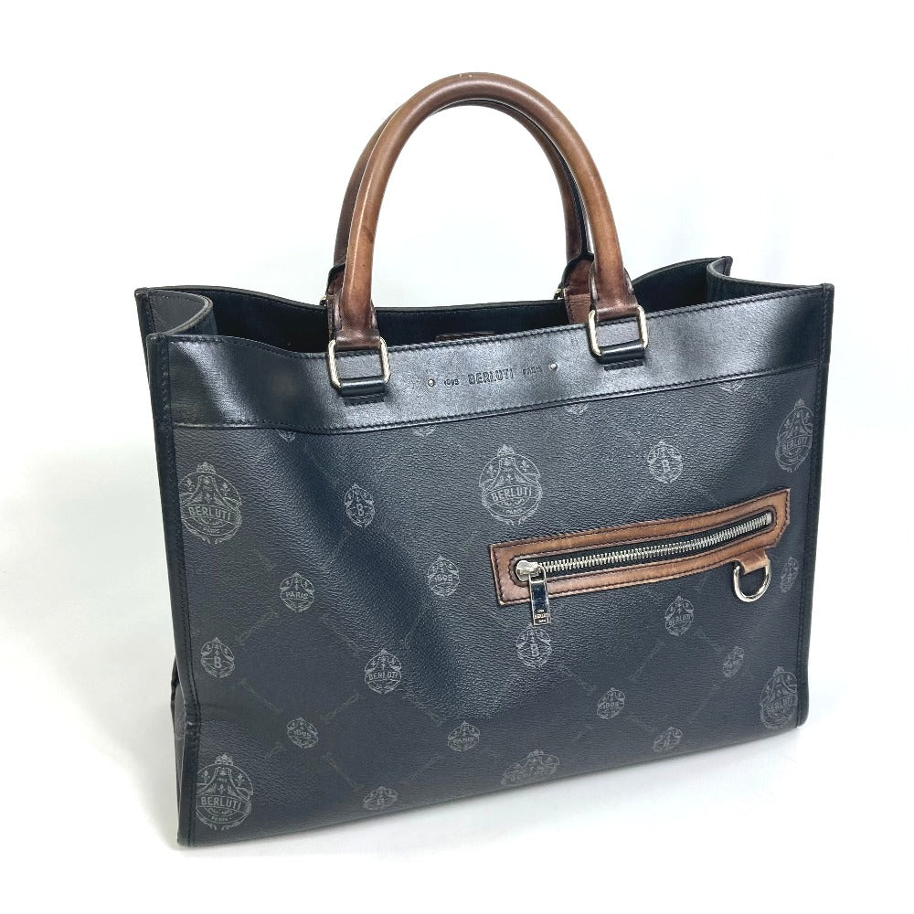 Berluti Tote Bag Canvas / leather black Ulysse Small mens Used Authentic