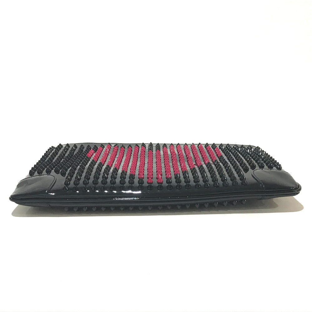 Christian Louboutin Clutch bag Patent leather black Spike Tads Rubi Posh Valentine Women Used Authentic