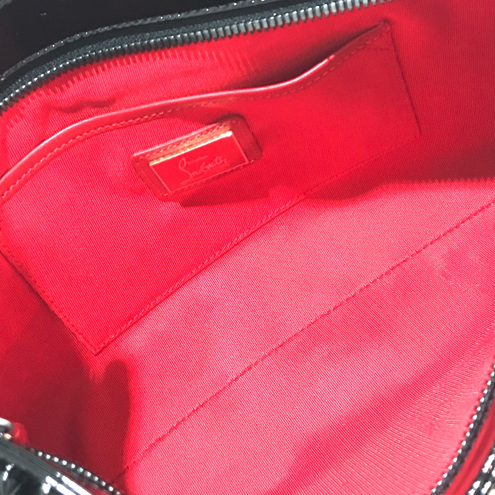 Christian Louboutin Clutch bag Patent leather black Spike Tads Rubi Posh Valentine Women Used Authentic