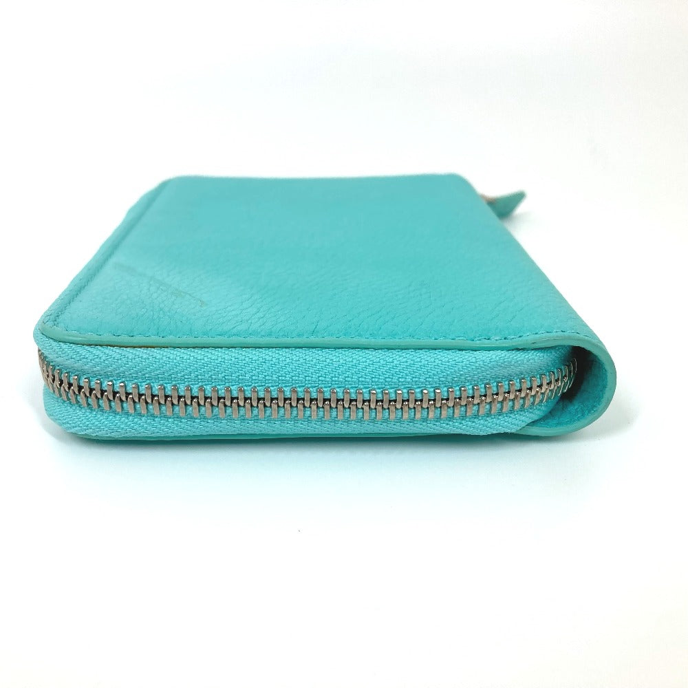 TIFFANY&Co. Card Case leather blue Business card holder, Pass case, Billfold Bi-fold pouch Women Used Authentic