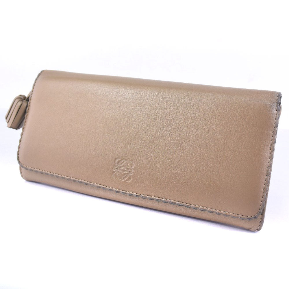 LOEWE Long Wallet Purse 182N81.F13 lambskin beige Women Used Authentic