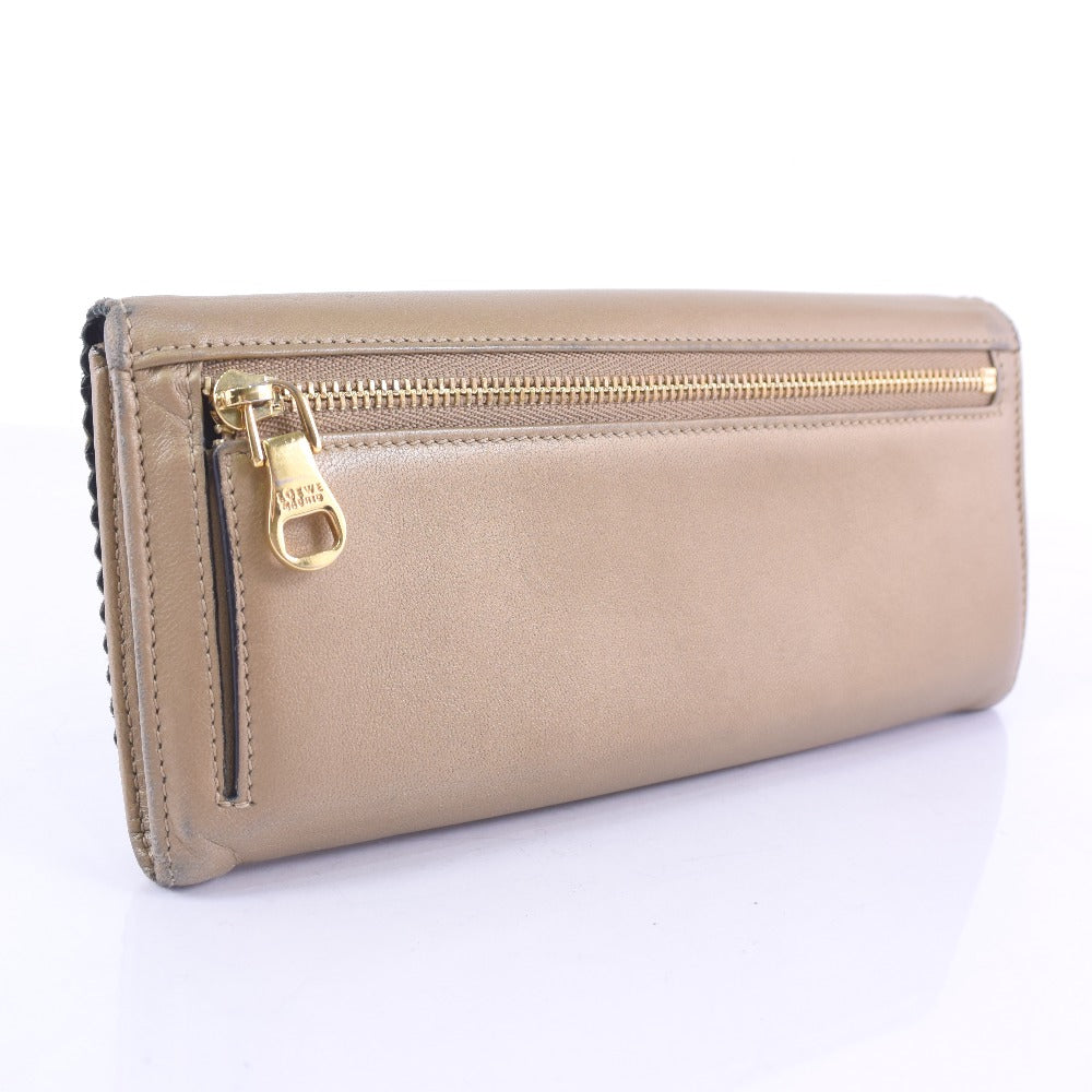 LOEWE Long Wallet Purse 182N81.F13 lambskin beige Women Used Authentic