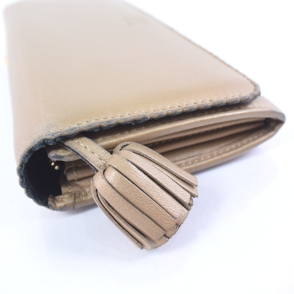 LOEWE Long Wallet Purse 182N81.F13 lambskin beige Women Used Authentic