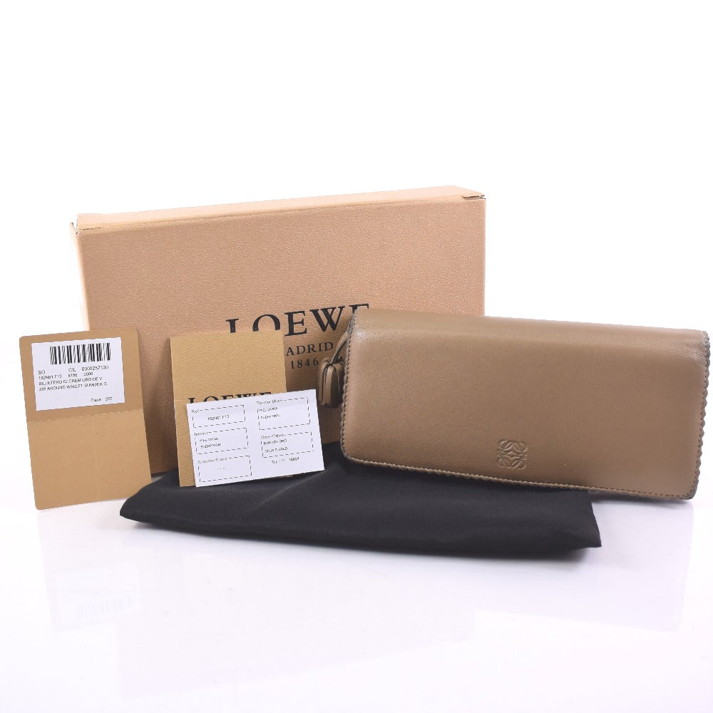 LOEWE Long Wallet Purse 182N81.F13 lambskin beige Women Used Authentic