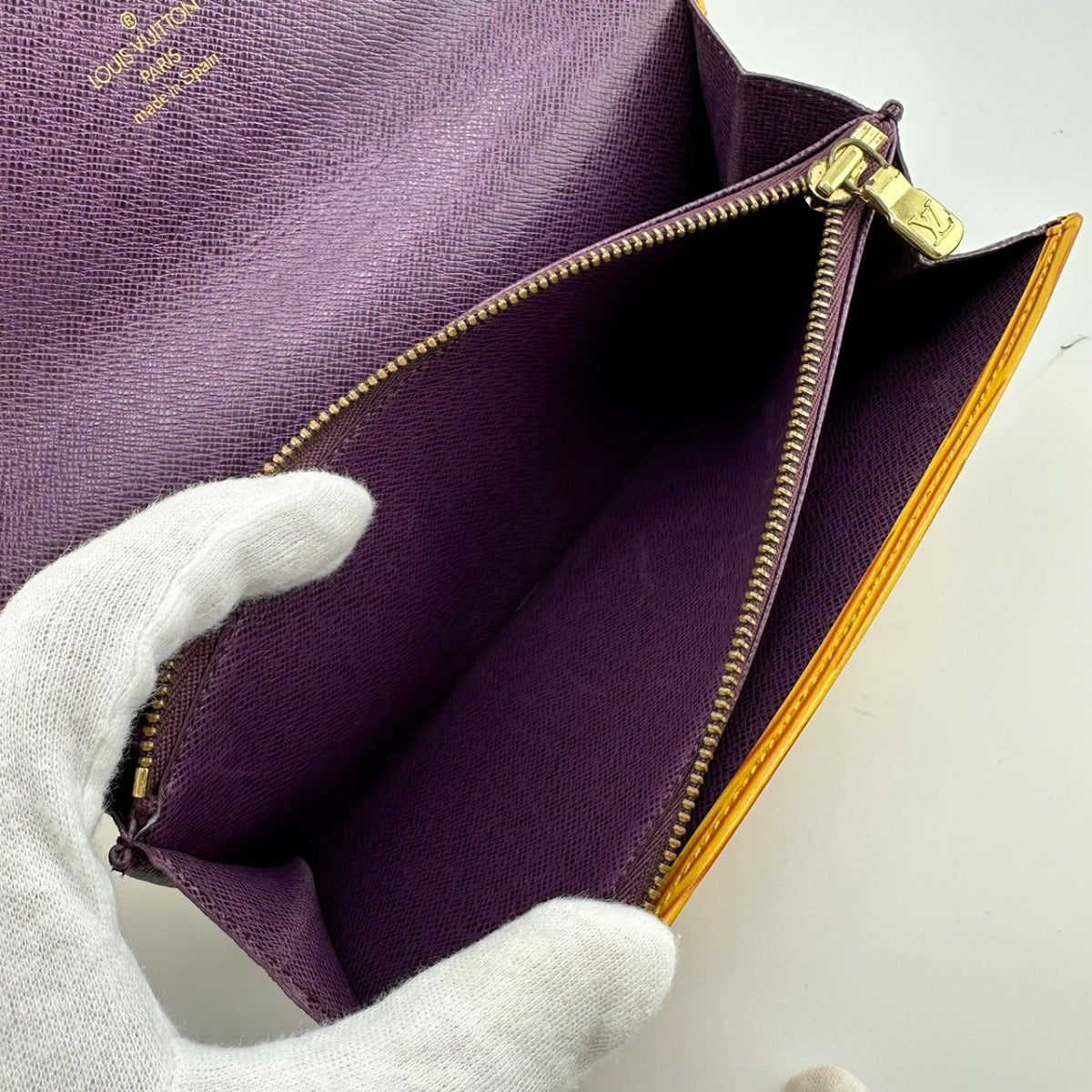 LOUIS VUITTON Long Wallet Purse M63579 Epi Leather yellow Epi Porto Moné Credit