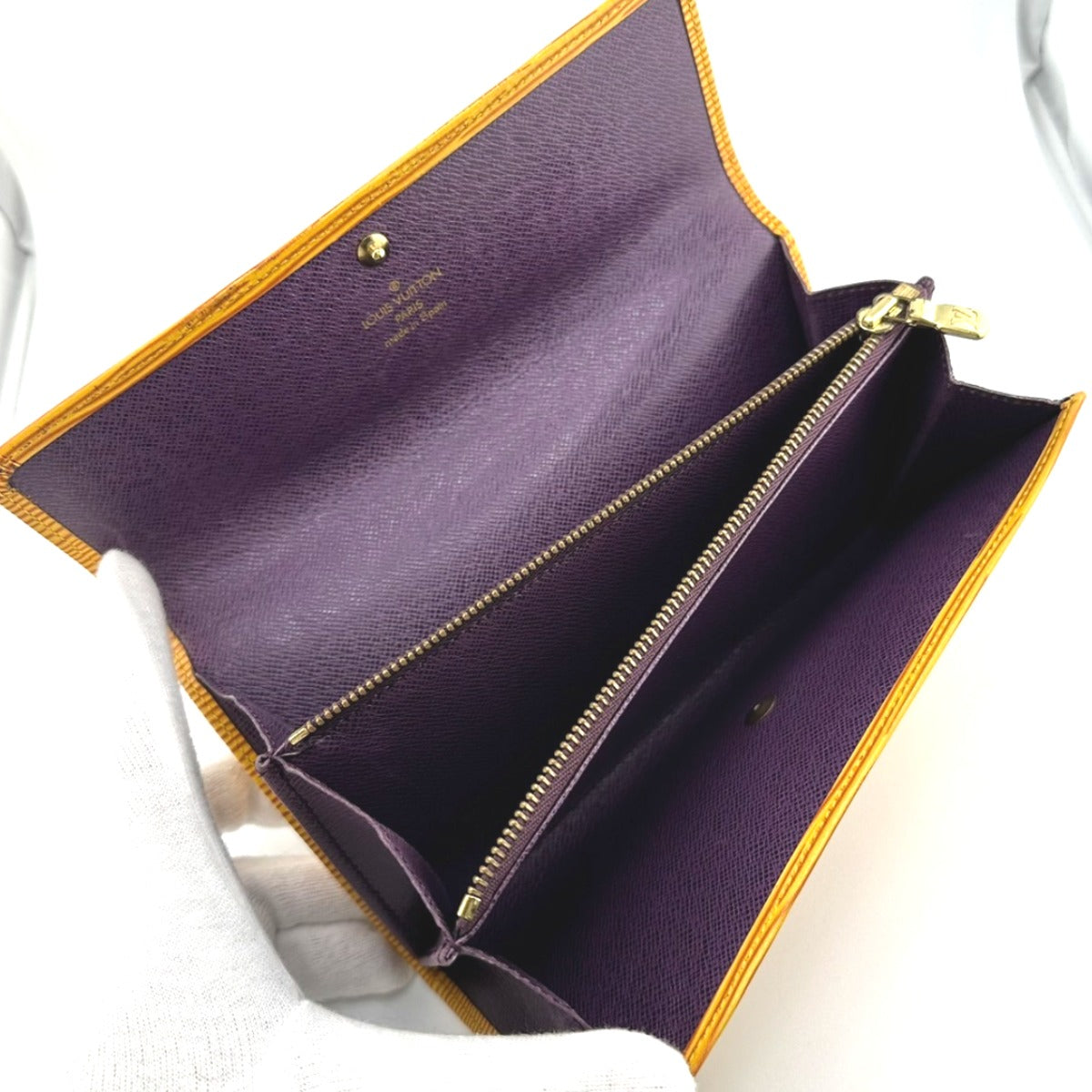 LOUIS VUITTON Long Wallet Purse M63579 Epi Leather yellow Epi Porto Moné Credit