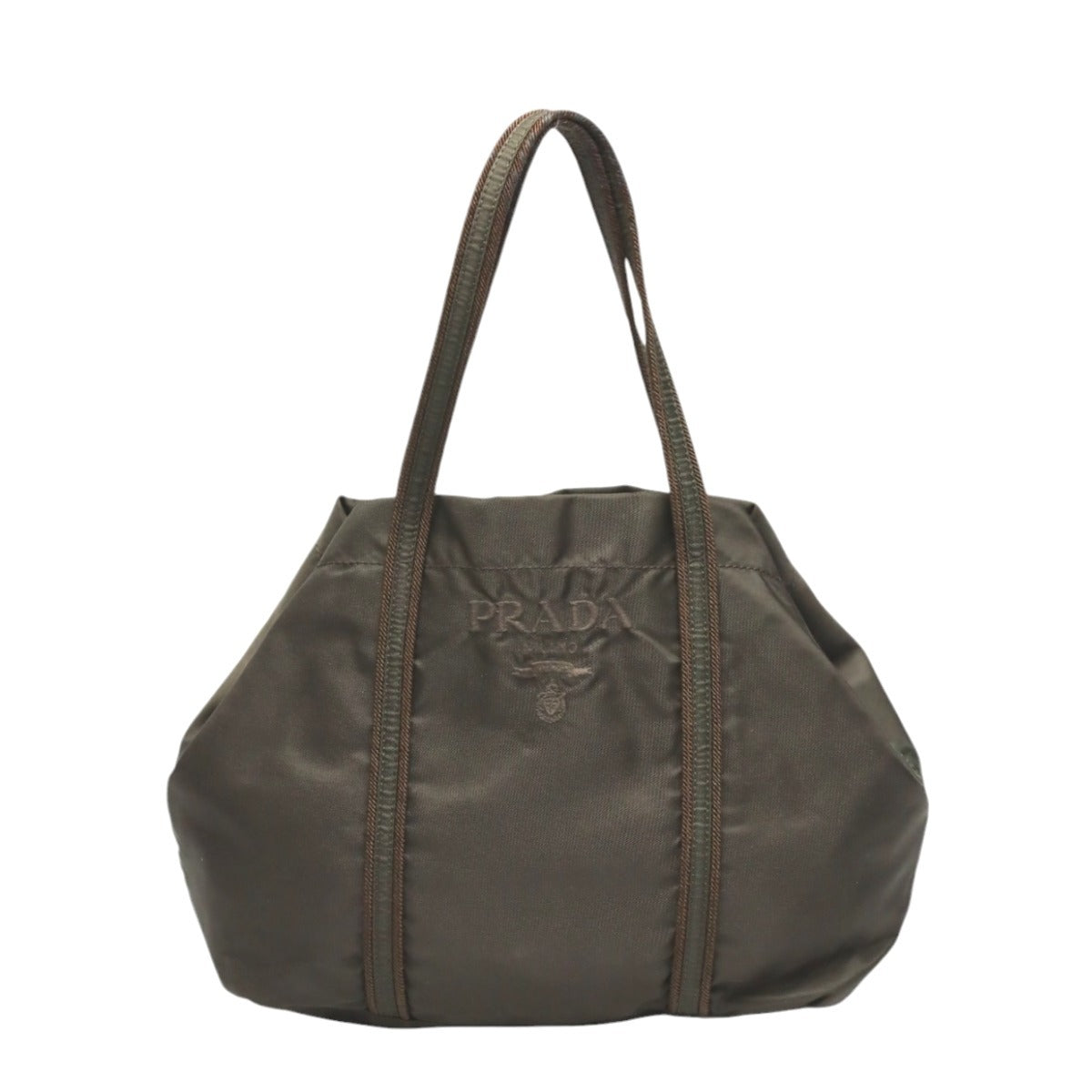 PRADA Handbag BR0977 Nylon khaki Logo embroidery