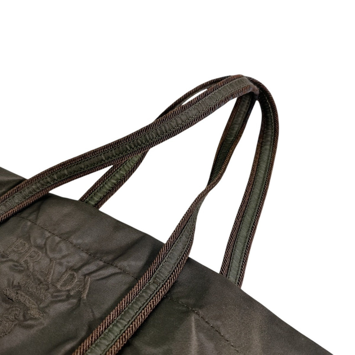 PRADA Handbag BR0977 Nylon khaki Logo embroidery