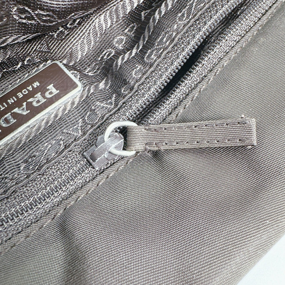 PRADA Handbag BR0977 Nylon khaki Logo embroidery