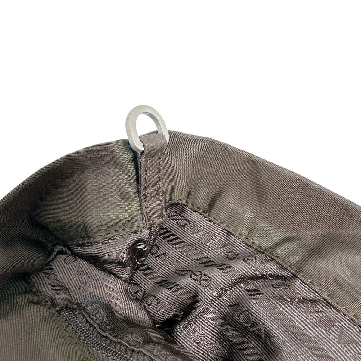 PRADA Handbag BR0977 Nylon khaki Logo embroidery