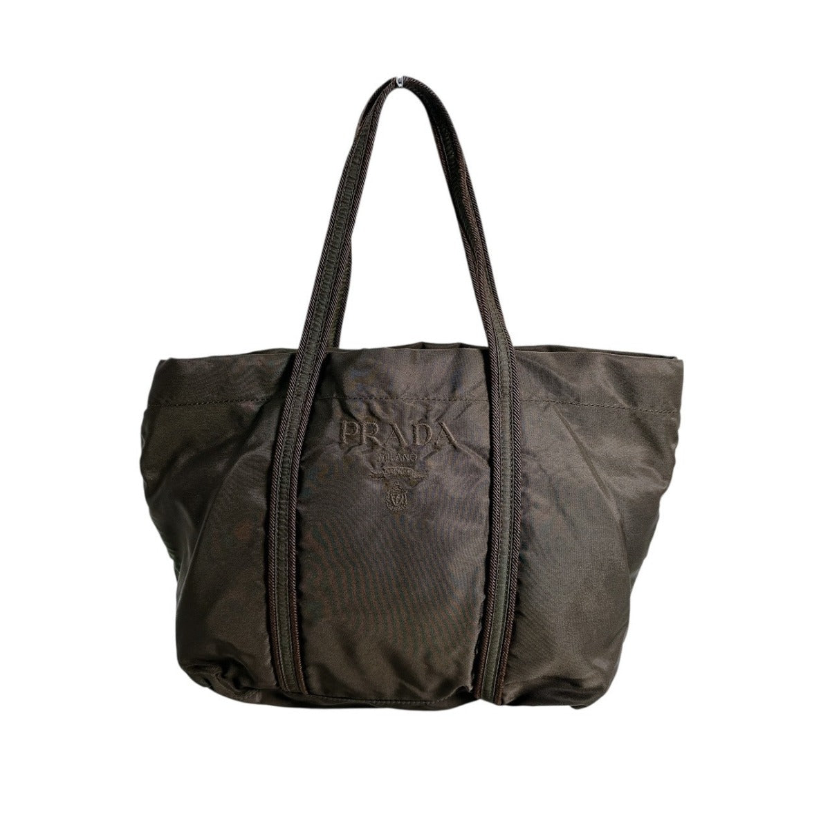 PRADA Handbag BR0977 Nylon khaki Logo embroidery