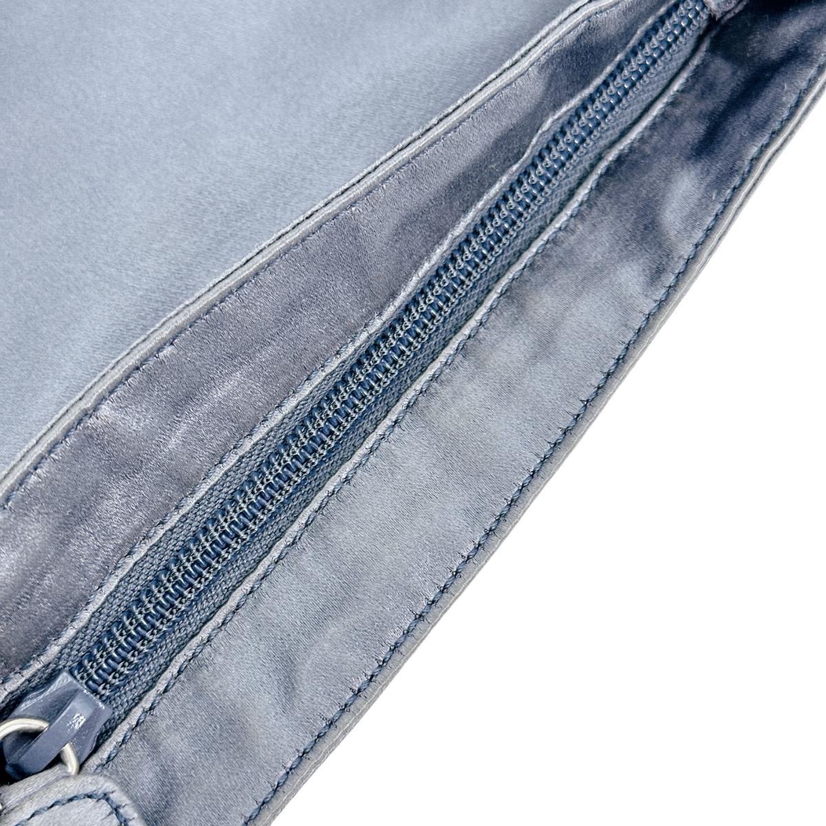 PRADA Shoulder Bag Satin Light Gray Triangle logo Silk satin