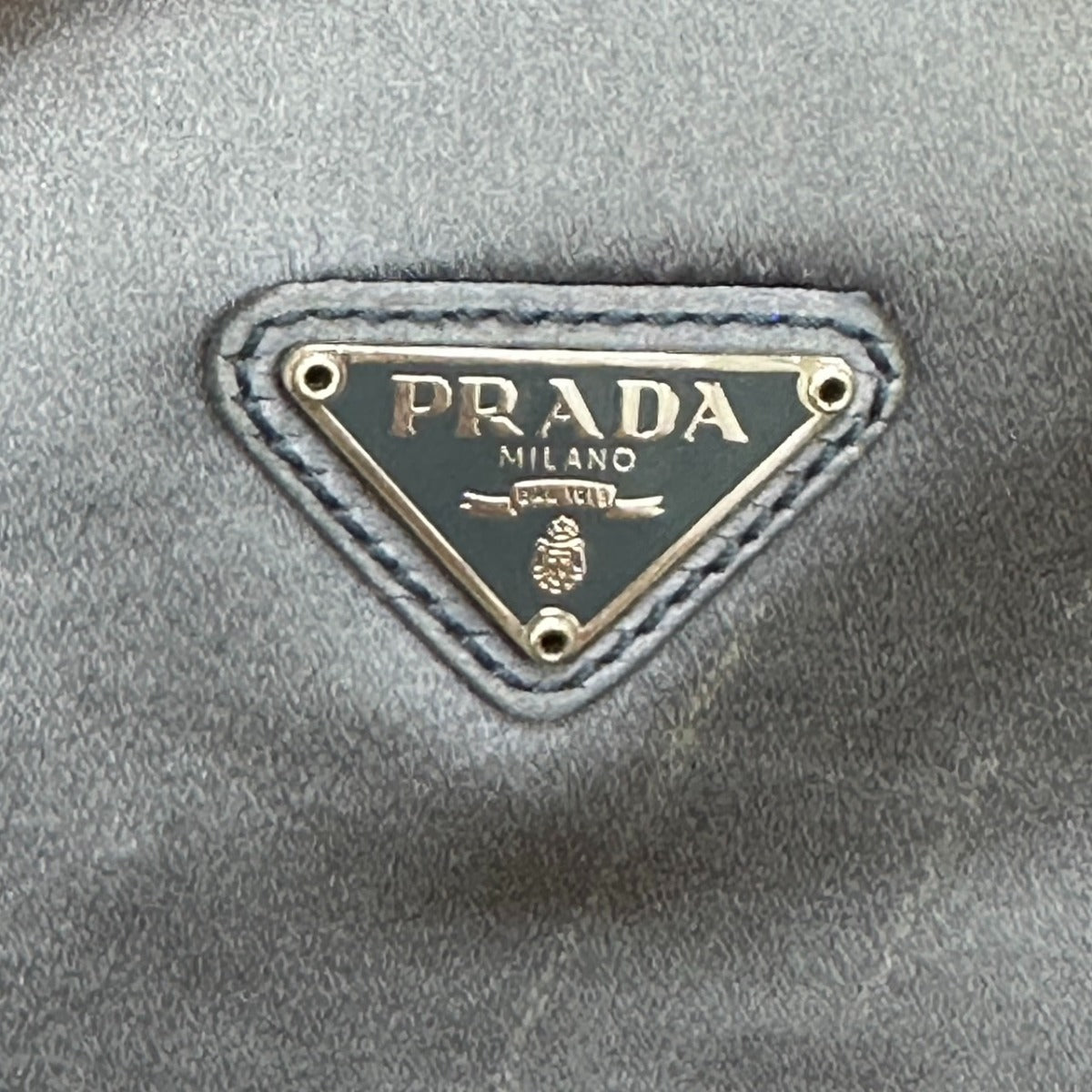 PRADA Shoulder Bag Satin Light Gray Triangle logo Silk satin
