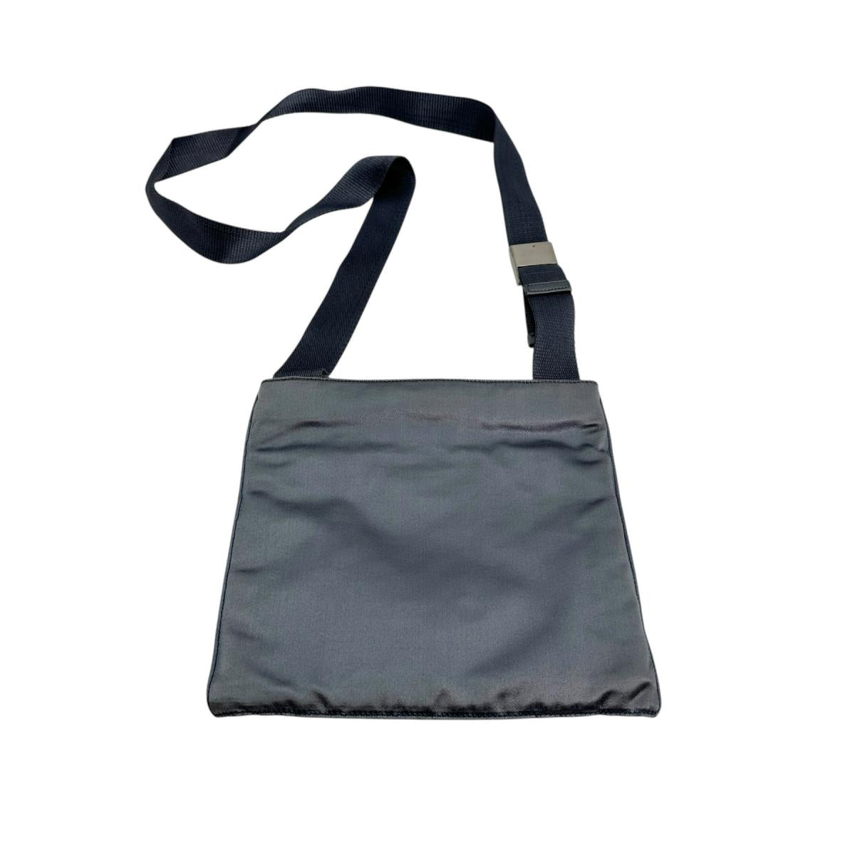 PRADA Shoulder Bag Satin Light Gray Triangle logo Silk satin