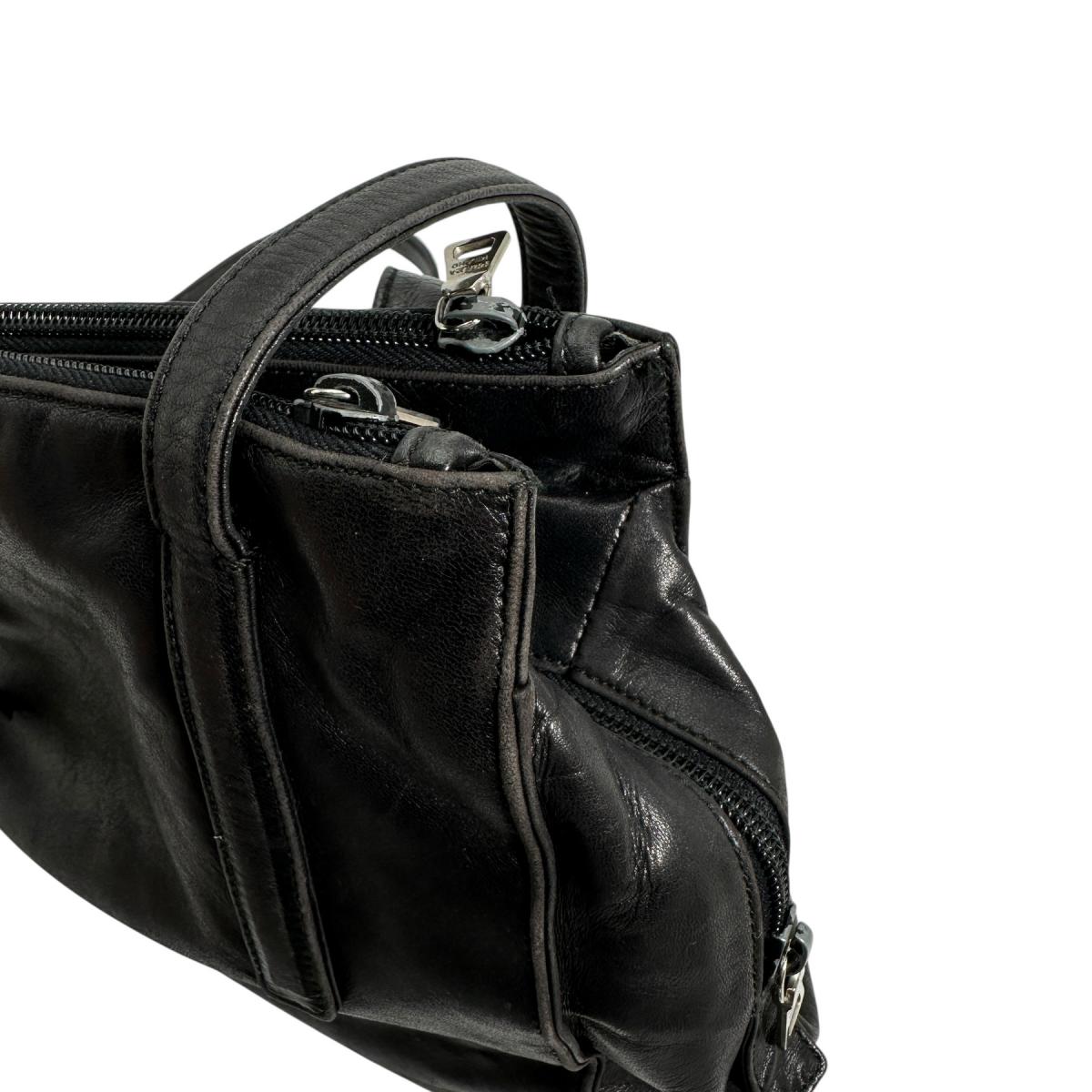 PRADA Tote Bag leather black Logo embossed
