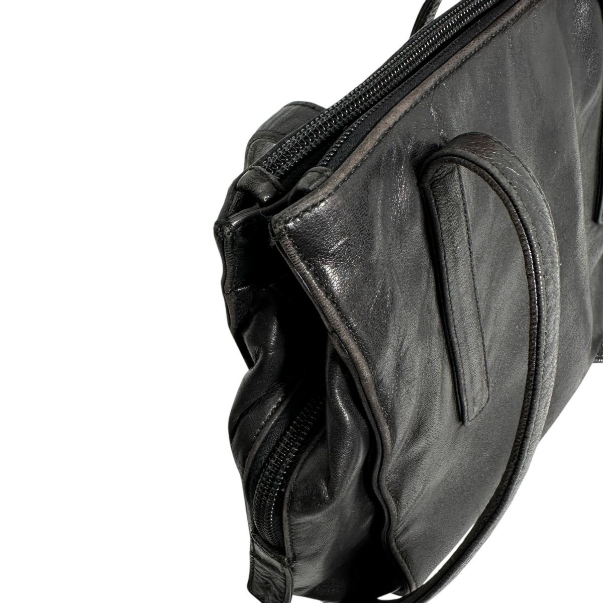 PRADA Tote Bag leather black Logo embossed