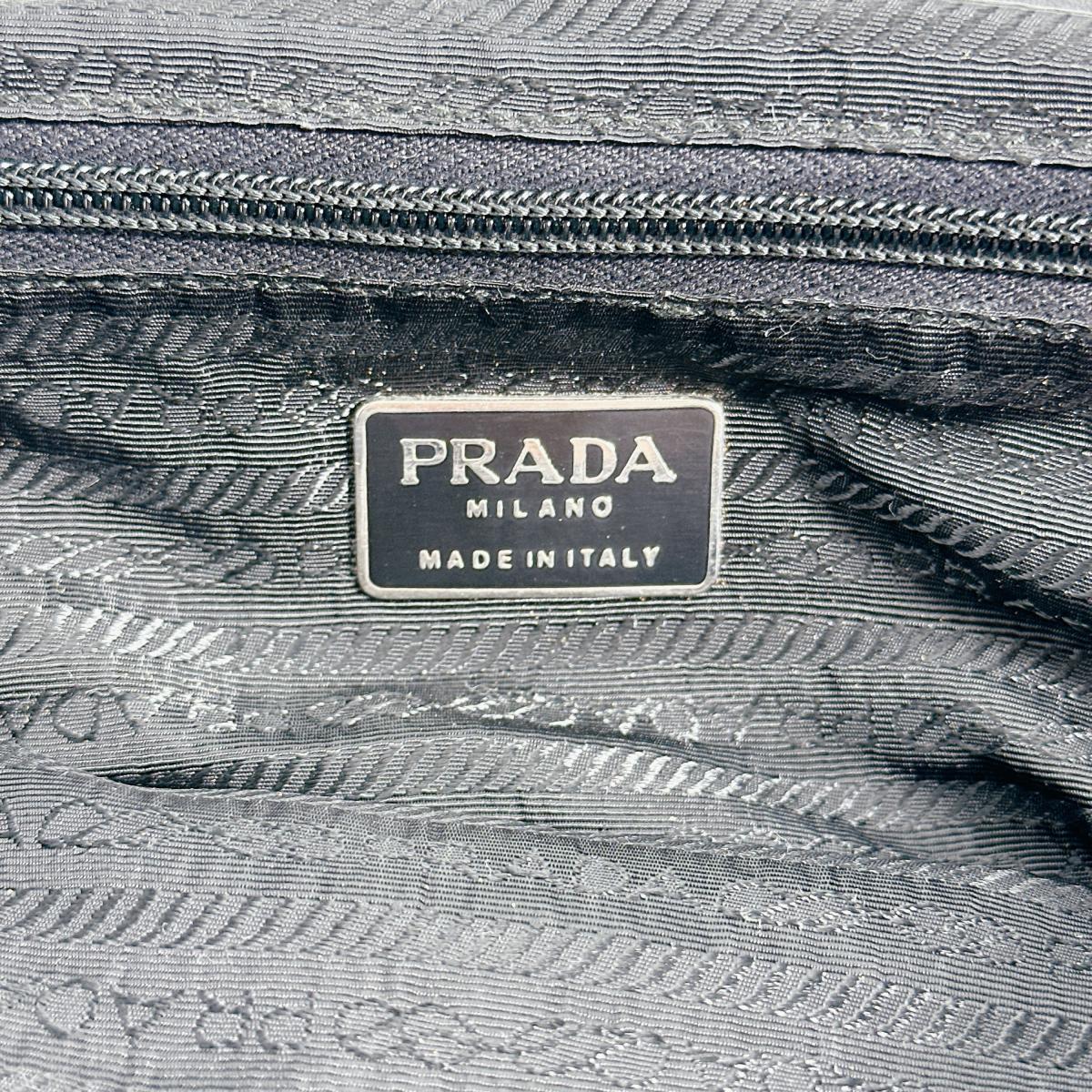 PRADA Tote Bag leather black Logo embossed