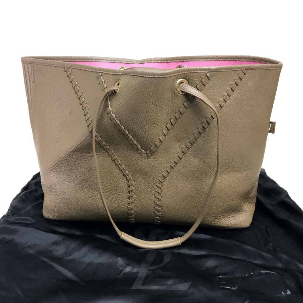 YVES SAINT LAURENT Tote Bag 284650 leather Charcoal gray type Neo-double reversible unisex(Unisex) Used Authentic