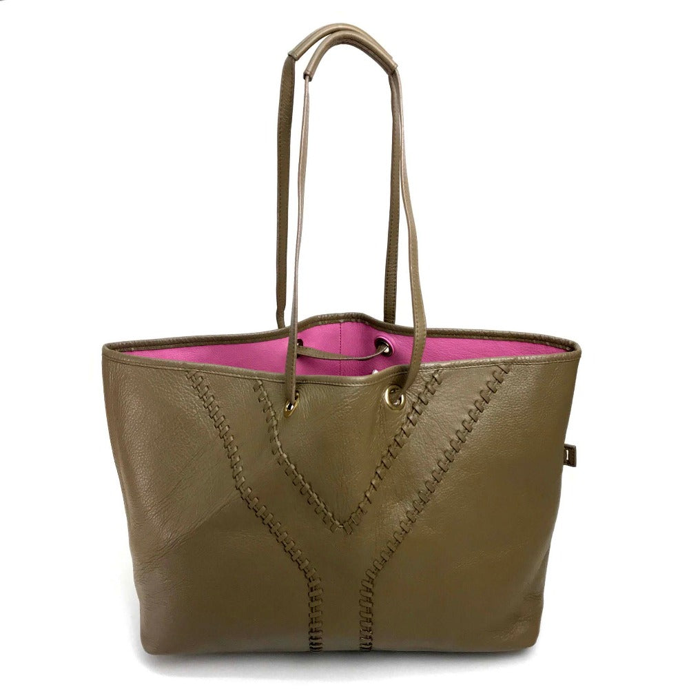 YVES SAINT LAURENT Tote Bag 284650 leather Charcoal gray type Neo-double reversible unisex(Unisex) Used Authentic