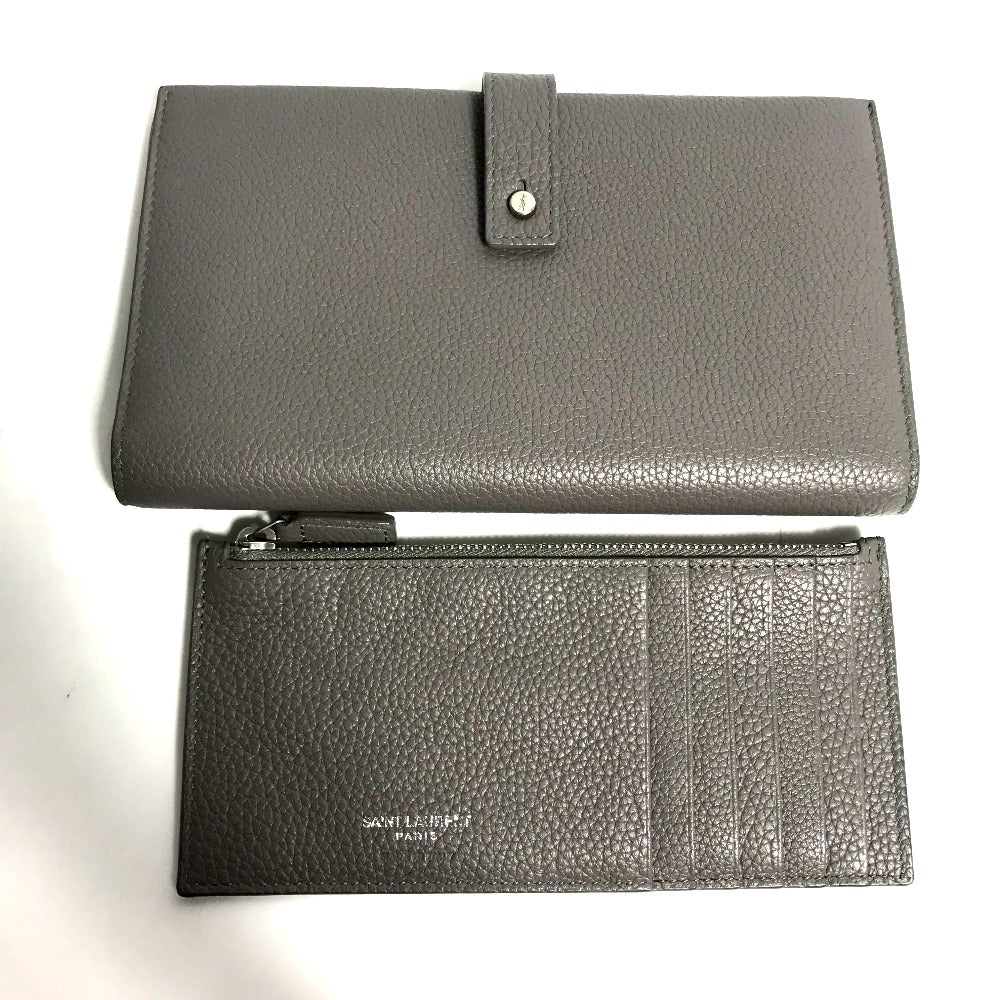 YVES SAINT LAURENT Long Wallet Purse 504981 leather gray Long wallet Sac de Jules Women Used Authentic
