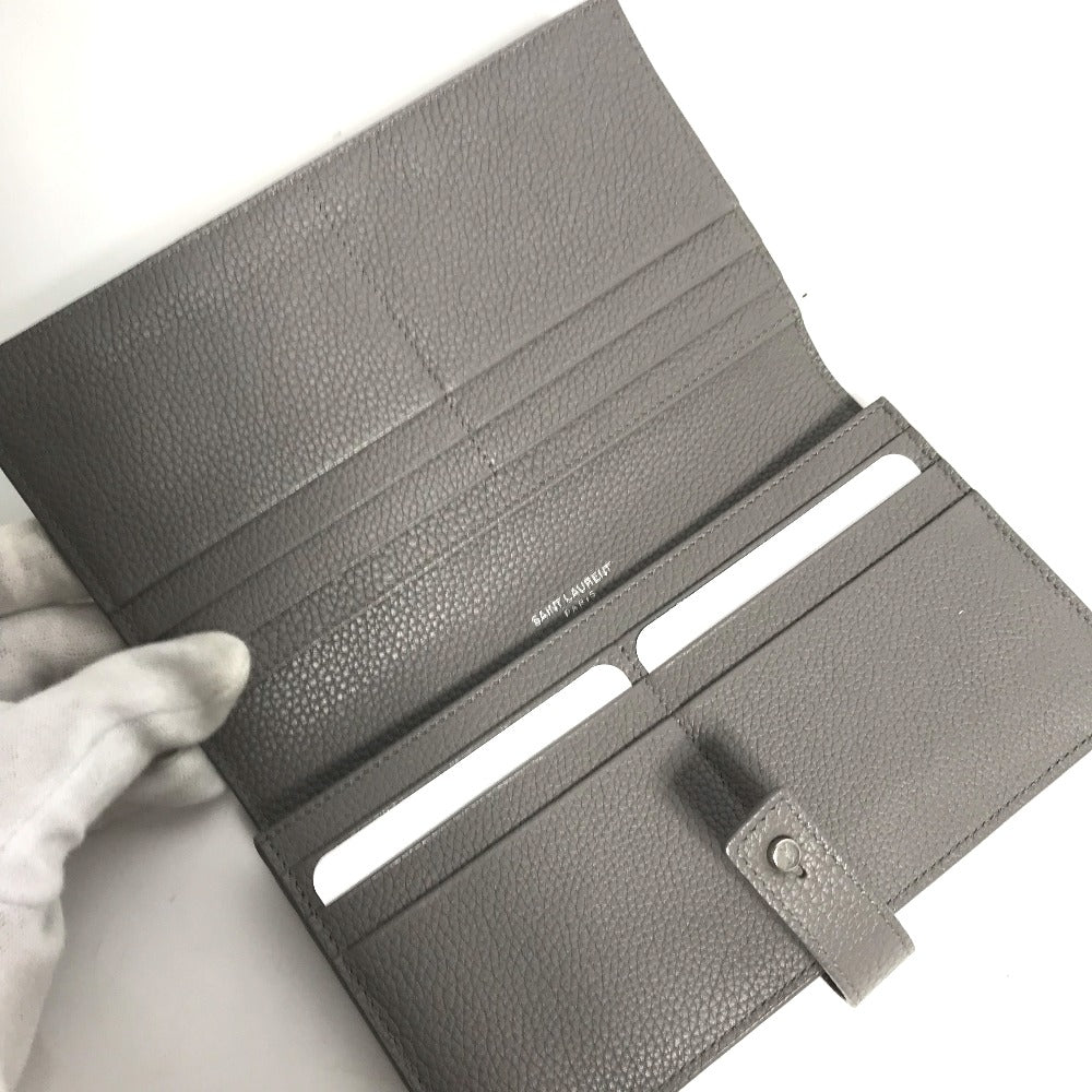 YVES SAINT LAURENT Long Wallet Purse 504981 leather gray Long wallet Sac de Jules Women Used Authentic