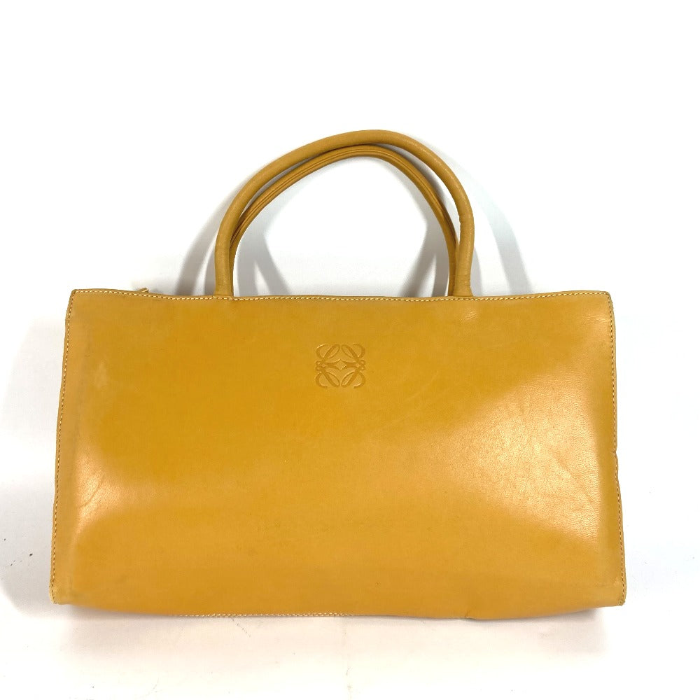 LOEWE Tote Bag leather yellow Amazona logo Women Used Authentic