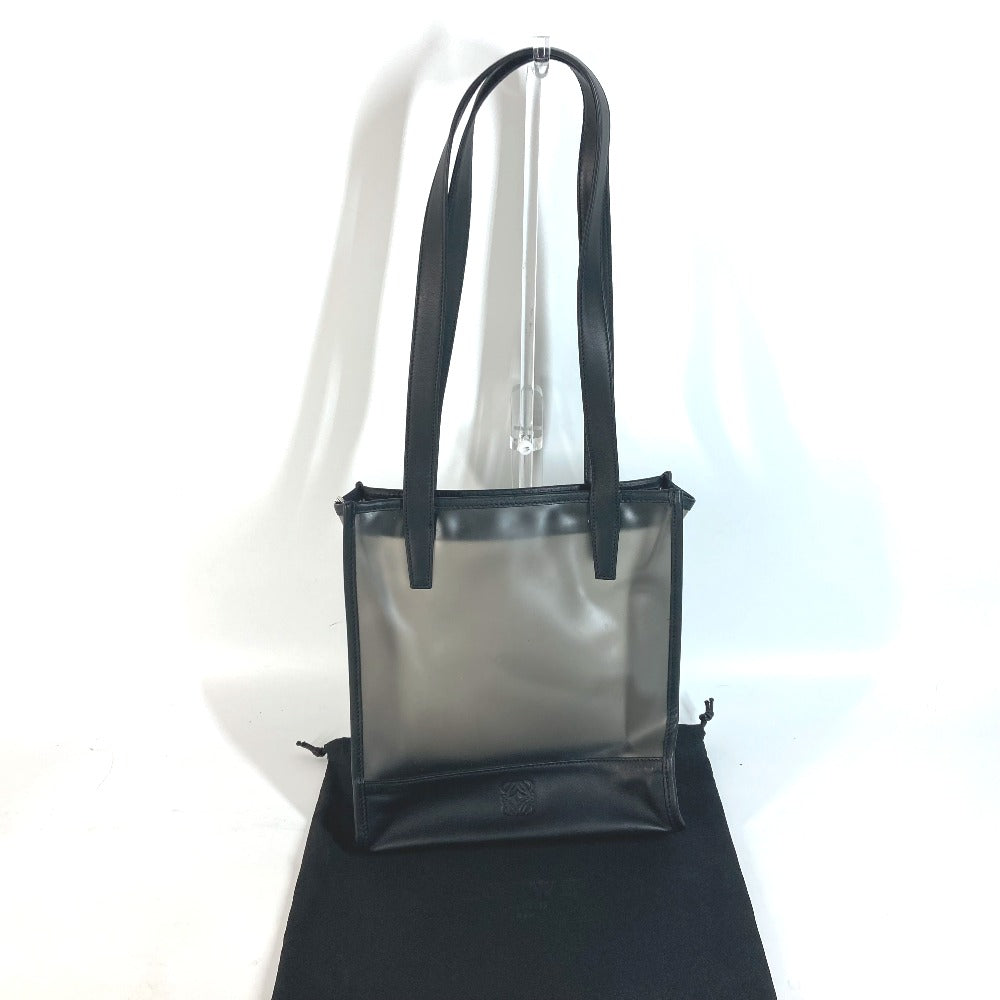 LOEWE Tote Bag Plastics, Leather black logo Women Used Authentic