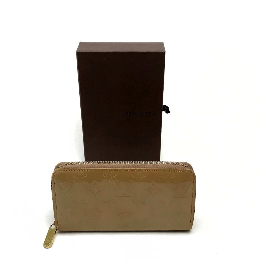 LOUIS VUITTON Long Wallet Purse M91470 Patent leather beige Vernis Zippy wallet