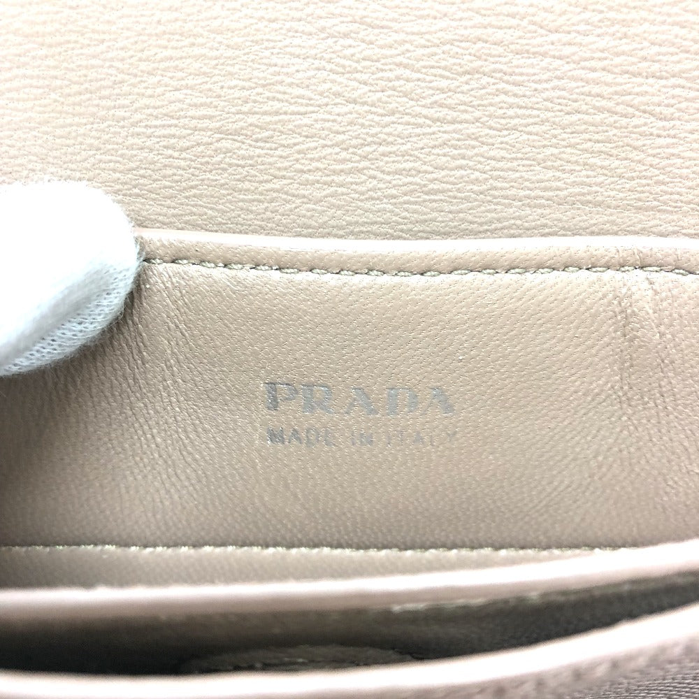 PRADA Shoulder Bag BT955X Safiano leather beige logo/shoulder ChainShoulder Women Used Authentic