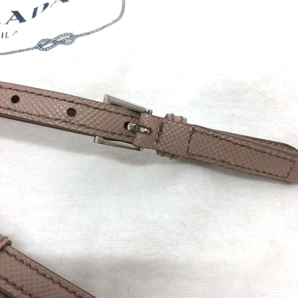 PRADA Shoulder Bag BT955X Safiano leather beige logo/shoulder ChainShoulder Women Used Authentic
