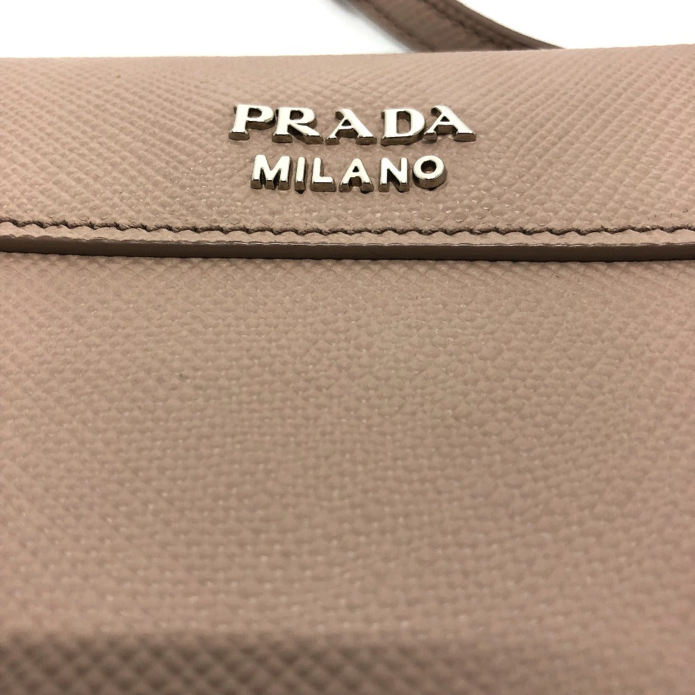 PRADA Shoulder Bag BT955X Safiano leather beige logo/shoulder ChainShoulder Women Used Authentic