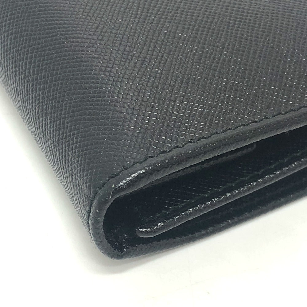 PRADA Trifold wallet M176A Safiano leather black triangle plate