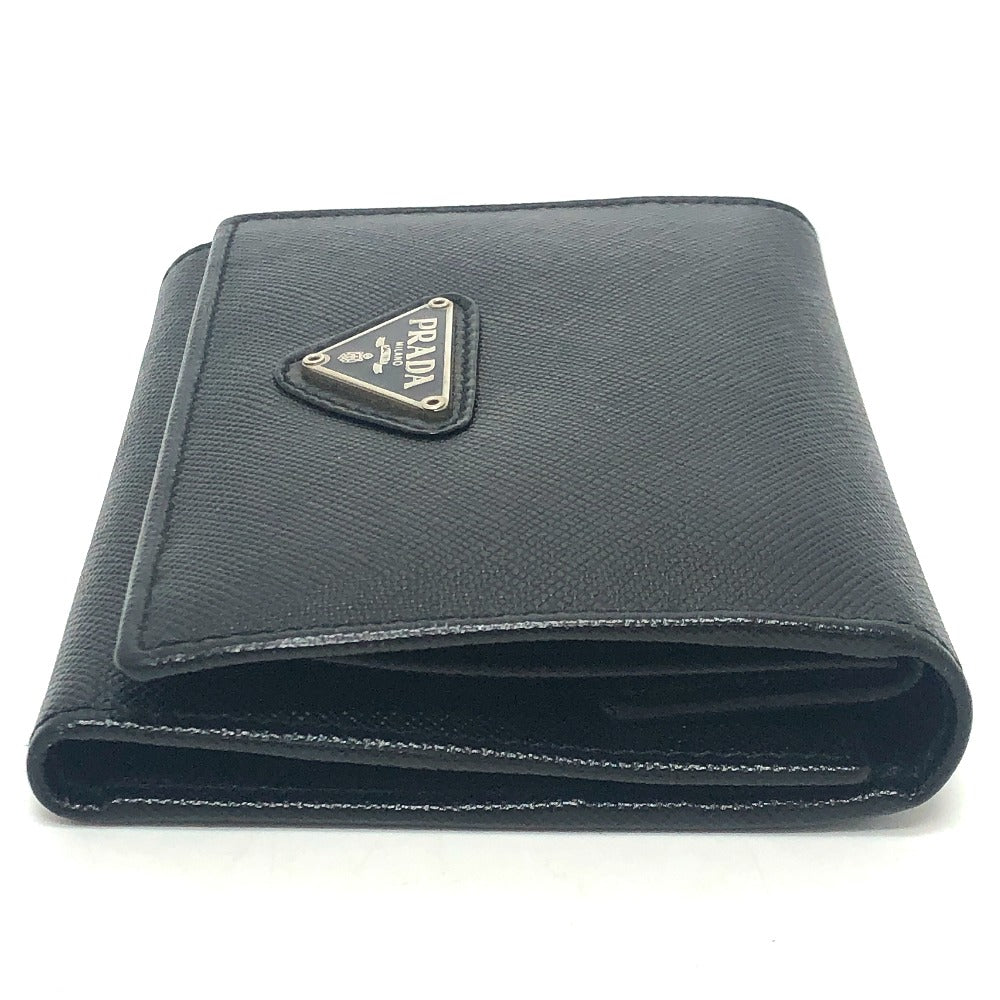 PRADA Trifold wallet M176A Safiano leather black triangle plate