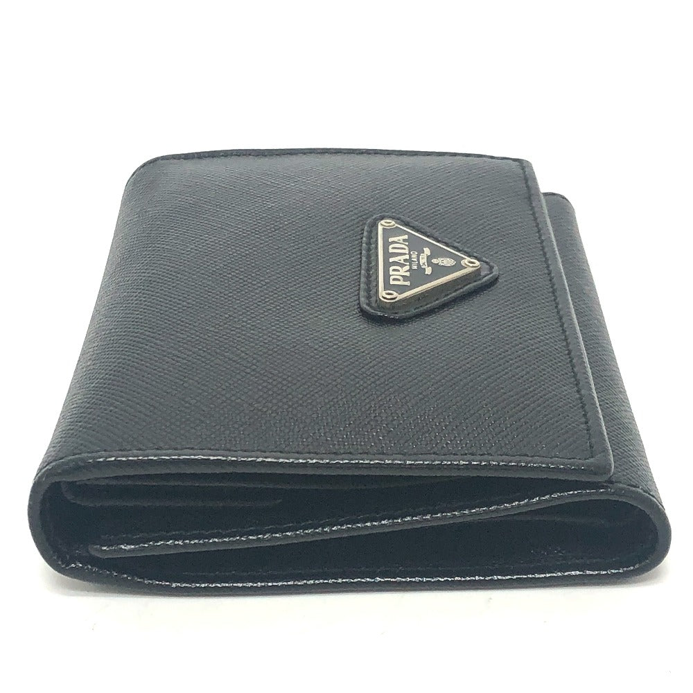 PRADA Trifold wallet M176A Safiano leather black triangle plate