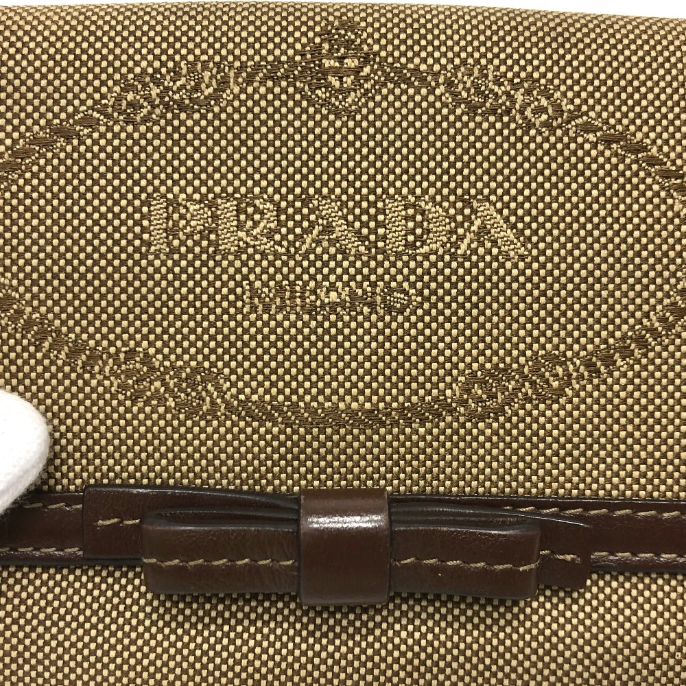 PRADA Trifold wallet 1MH523 Jacquard Brown ribbon logo