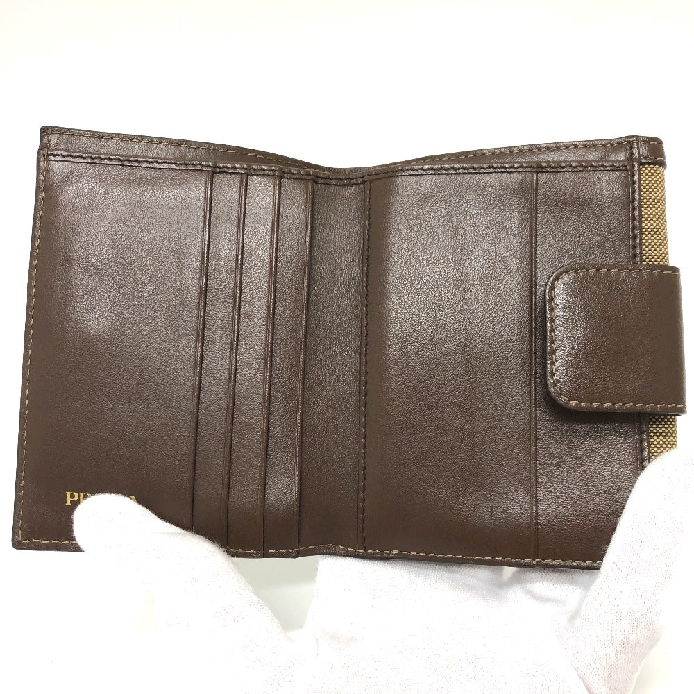 PRADA Trifold wallet 1MH523 Jacquard Brown ribbon logo