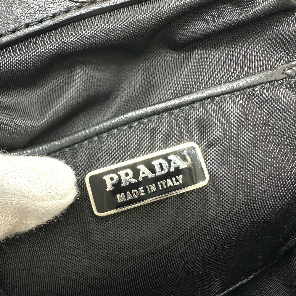 PRADA Handbag Nylon / leather black Evening bear