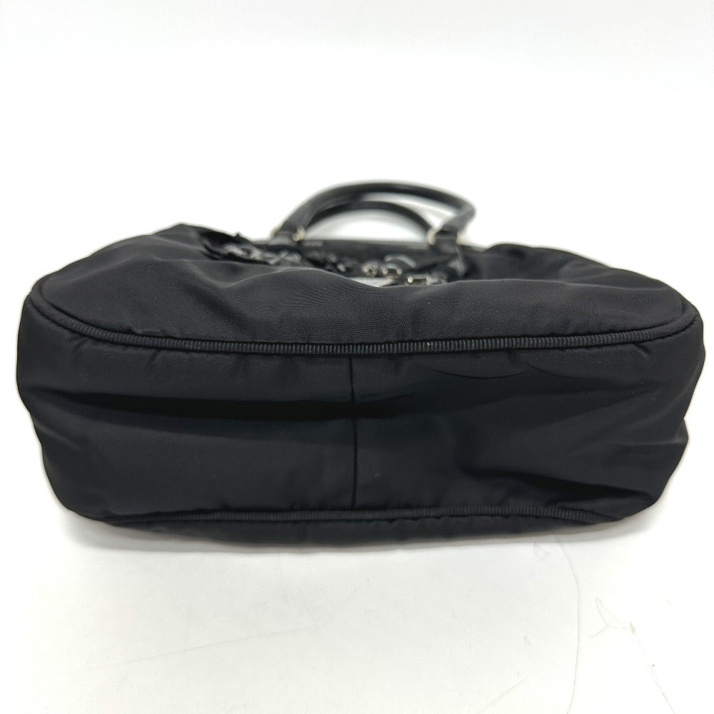 PRADA Handbag Nylon / leather black Evening bear