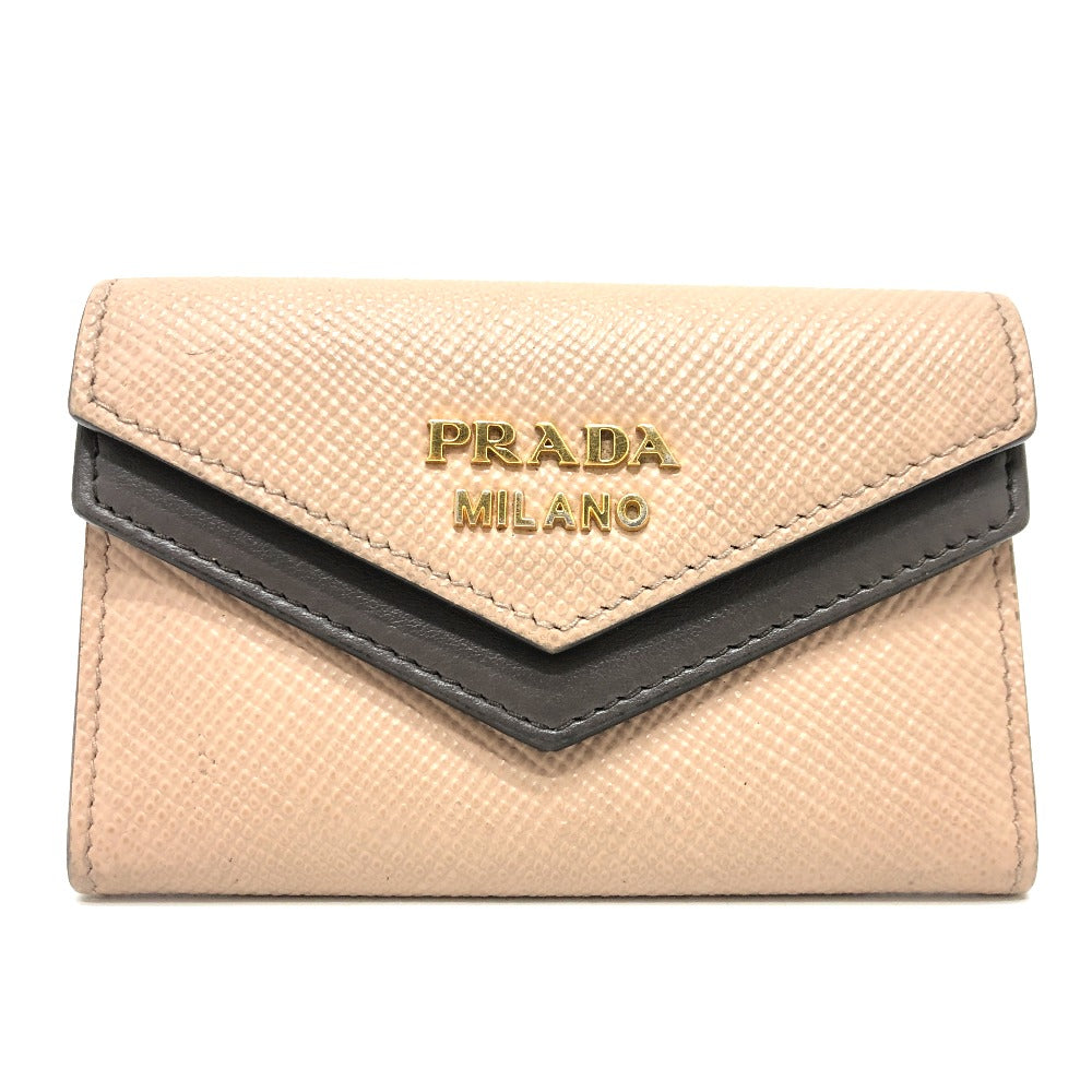 PRADA Card Case 1MC065 leather beige logo