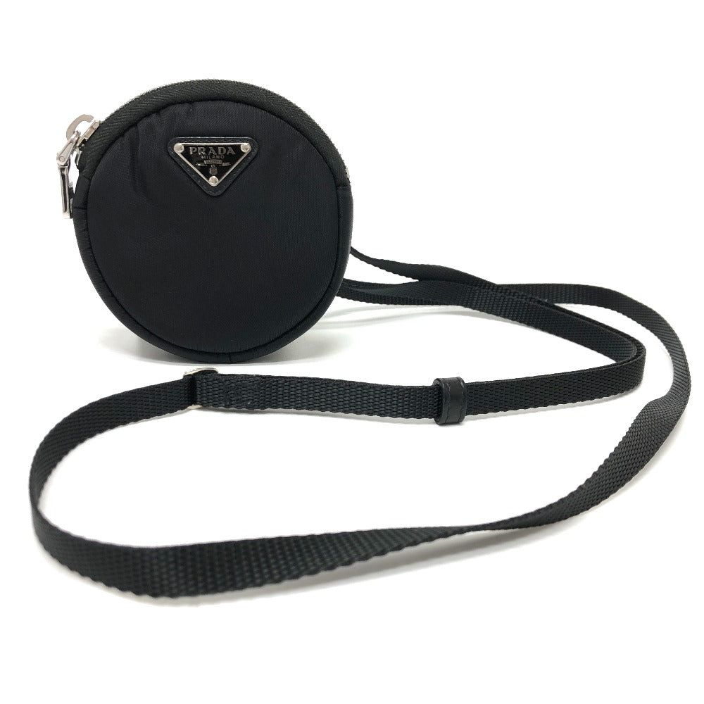 PRADA Shoulder Bag 1TT129 Nylon / leather black Triangle logo Neck pouch unisex(Unisex) Used Authentic