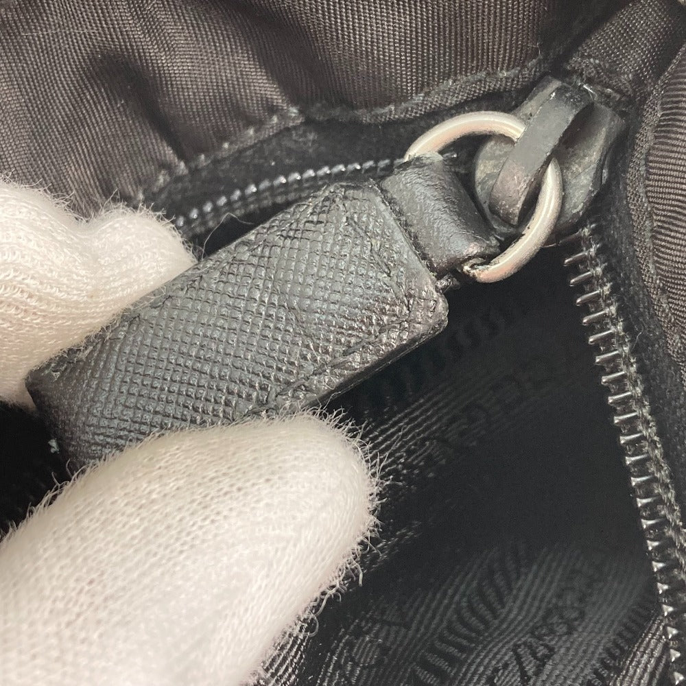 PRADA Shoulder Bag Nylon black Crossbody pochette bag Triangle logo plate