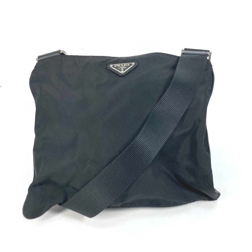 PRADA Shoulder Bag Nylon black Crossbody pochette bag Triangle logo plate