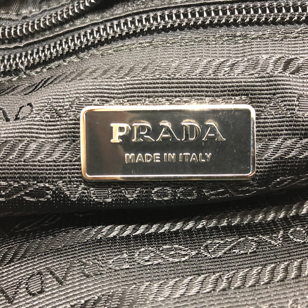 PRADA Shoulder Bag Nylon black Triangle With logo unisex(Unisex) Used Authentic