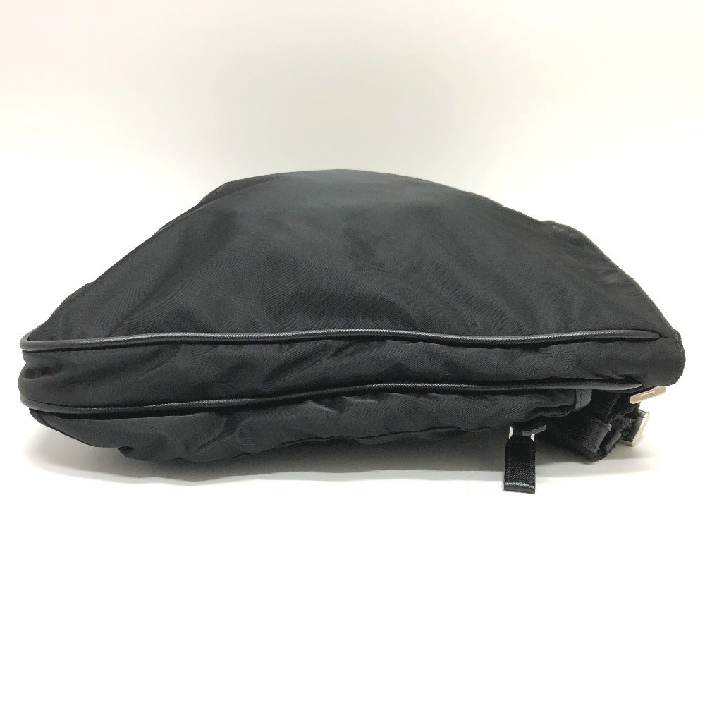 PRADA Shoulder Bag Nylon black Triangle With logo unisex(Unisex) Used Authentic